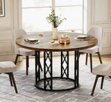 Tribesigns Round Dining Table for 4-6 People, 47-Inch Farmhouse Dinning Room Table Circle Kitchen Table, Industrial Dinner Table