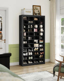 12 Tiers 9 Inch Widened Cell Wood Shoe Rack for Entryway, Black