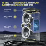 W-KING T11 100W RMS Bluetooth Speakers, IPX6 Waterproof, Wireless Deep Bass