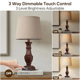 Dimmable Table Lamps Set of 2, Rustic Farmhouse Table Lamps for Living Room