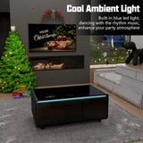 Smart Coffee Table with Built-in Fridge 15W Wireless Charging USB Ports