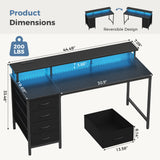 JHK 40In to 47In Gaming Computer Desk with 4 Storage Drawers Wood Office Desks