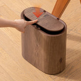 Faux Wood Grain Trash Can Slim Lid Large Capacity Bin For Bathroom Narrow Spaces Living
