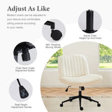 JHK Armless Cross Office Chairs with Wheels PU Leather Swivel Living Room Desk Chair