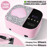 Professional UV LED Nail Lamp Kit Fast Curing Dryer 4 Timer Settings Cordless Rechargeabl