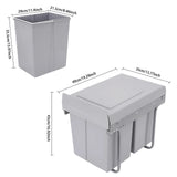 20L Each Dual Pull-Out Trash Can Easy Install Under Cabinet Kitchen Waste Bin