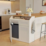 20 Gallon Wooden Freestanding Trash Can Cabinet with Flip Door, Recyclable, Hidden Design for Kitchen