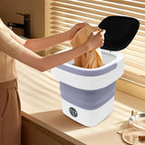 Foldable Electric Portable Washing Machine 12L Large Capacity Mini Washer with Drain Hose Basket