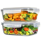 2Pack 2260ml/ Large Glass Storage Containers with Lids, Meal Prep Food Container Set