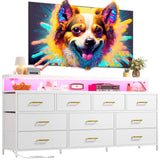 EnHomee 55" Wide Smart Dresser with LED Lights & Power Outlets
