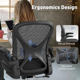 Ergonomic Mesh Office Chair with Adjustable Lumbar Support, Flip-up Arms & Wheels