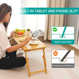 Lap Desk for Bed, Sofa, Floor Bamboo, Black Adjustable Height Angle