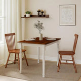 Walnut Top Rectangle Dining Table for 2-4, Solid Wood Space-Saving Kitchen Table