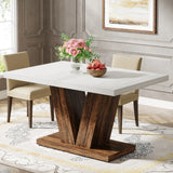 Tribesigns 47-Inch Dining Table for 4-6, White Kitchen Dinner Table with Heavy Duty Pedestal