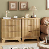 Fluted Nightstand, Side Table with 3 Large Storage Drawers, Mid Century