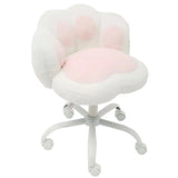 Vanity Chair with Cat Paw Back,Armless Desk Chair Cute Small Office Chair with Wheels Adjustable Height