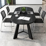 6-8 Person Oval Conference Table, Rustic Black 70.86"W Modern Boardroom Desk Office Meeting Room