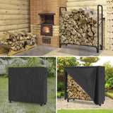 4ft Firewood Log Rack with Cover for Outdoor, Heavy Duty Steel Wood Storage