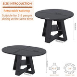 Extendable Round Conference Table 43-59in Wooden Oval Meeting Table