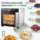 8-Tray Stainless Steel,600W with 4 Presets & Digital Timer for Jerky, Fruit, Herbs