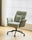 VINGLI White Modern Velvet Vanity Chair with Back - Silent Wheels Stylish Comfortable