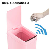 3 Gallon Pink Sensor Bathroom Trash Can Slim and Space-Saving 10 L Home Office