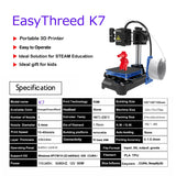 EasyThreed K7 3D Printer Mini Beginner Simple 3D Printer Entry Level Low Noise Desktop 3D Printing Machine For PLA TPU Filament