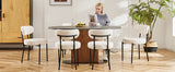 JHK Ergonomic Round Dining Chairs Set of 2 Plush Fabric Kitchen Chairs with Curved Backres