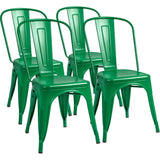 Classic Stackable Metal Dining Chair Set of 4, Indoor-Outdoor Bistro