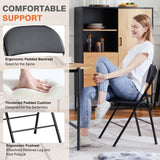 JHK Leather Padded Folding Chair 4 Pack Sturdy Metal Living Room Rocking Dinner Chairs Easy to Use Storage
