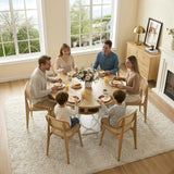 47-Inch Round Dining Table | 4–6 Seater Kitchen Table | Wooden Round Dining Table