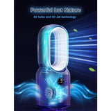 13 Inch Desk Fan, Small Bladeless Table Fan, 3 Speeds and Night Light, Quiet