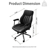 Black Leather Office Desk Chair with Wheels and Arms, Height Adjustable,