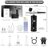 Portable highpressure airbrush kit with 48PSI compressor featuring nonclogging airbrush gun