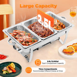 3 Pan Food Warmer, Stainless Steel Chafing Dish Buffet Set, Rectangular Catering Warmer