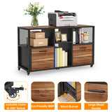 Tribesigns 2 Drawer Wood File Cabinets, Mobile Lateral Filing Cabinet for Letter A4 Size, Printer Stand with Shelves and Drawer