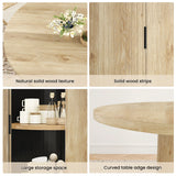 43" Round Dining Table for 4 People, Small Wood Kitchen Table with Sturdy Metal Base