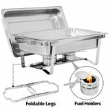 2 Pack 8 QT Folding Stainless Steel Chafing Buffet Chafing Dish Sets with Warmer