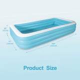 Inflatable swimming Pool for Kids and Adults,120" X 72" X 22" for Outdoor