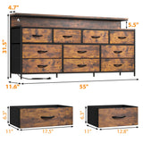 EnHomee 55" Wide Smart Dresser with LED Lights & Power Outlets