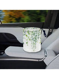 Green Leaf Pattern Collapsible Car Trash Can Portable Garbage Bin