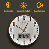 TIMESS Luminous Voice-activated Wall Clock, 14' Silent Battery Powered