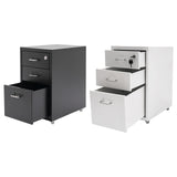 3 -Tiers  Vertical File Cabinet Metal Mobile File Cabinet with Lock Filing Cold-rolled Steel Cabinet Under Desk
