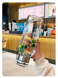 Large Capacity Glass Water Bottle Transparent Milk Juice Cup  for Tour Outdoor Sports