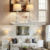 28''Table Lamp for Bedroom Nightstand, Vintage Bedside Lamp w/ USB A+C Port