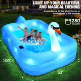 Inflatable Large Blow Up Pool  with Lights, for Backyard Family 100"x63"x20"
