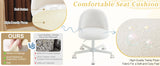 VINGLI White Modern Velvet Vanity Chair with Back - Silent Wheels Stylish Comfortable