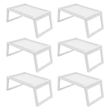 6-Pack Foldable Lap Desks with Device Slots, White PP Tray Table with Charging Port