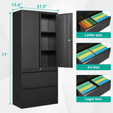 2 Drawer Lateral File Cabinet with Lock and Shelf