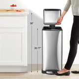 8 Gallon Step Trash Can, Square Fingerprint-Proof Garage